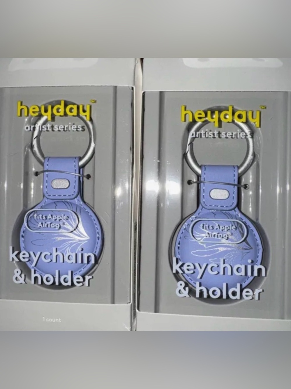 heyday Artist Series Lavender Keychain & Holder for Apple AirTag 2-pack New
